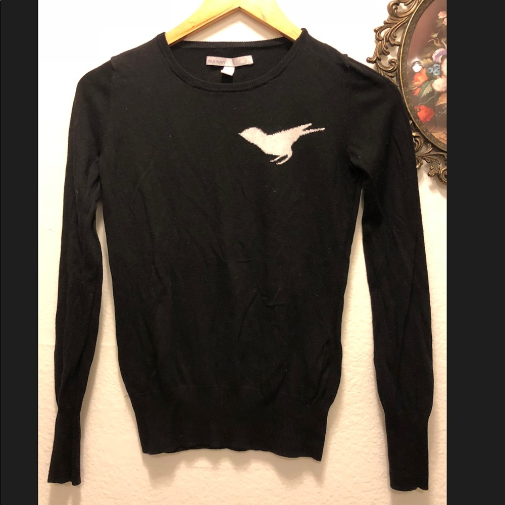 Super cute bird cotton crew neck sweater
